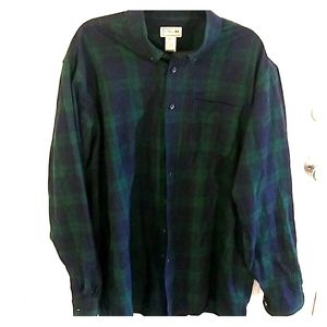 LL Bean mens green blue flannel